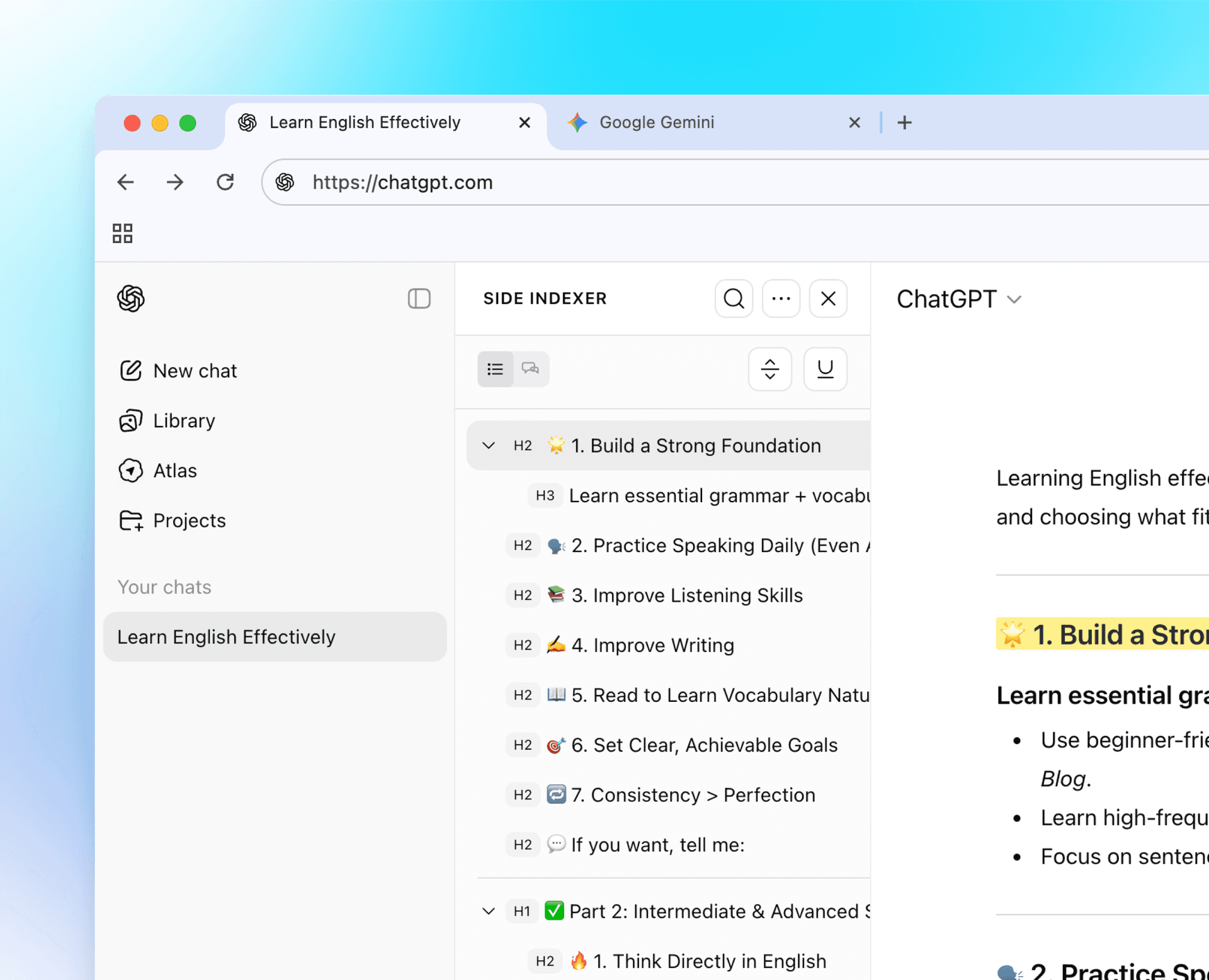 Side Indexer Welcome Mobile ChatGPT